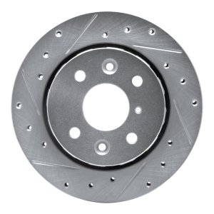Kia Spectra Brake Rotor (1) - Front Left - R1 Concepts - Drilled & Slotted - Silver - `94-`00